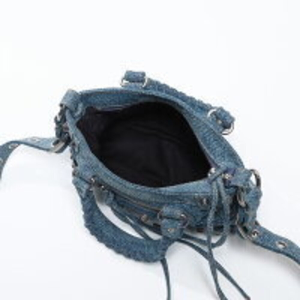 Balenciaga Le Cagole XS Denim Giant Shoulder Bag Navy Blue - Picture 12 of 13